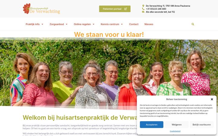 Screenshot of huisartsenpraktijk-deverwachting.nl