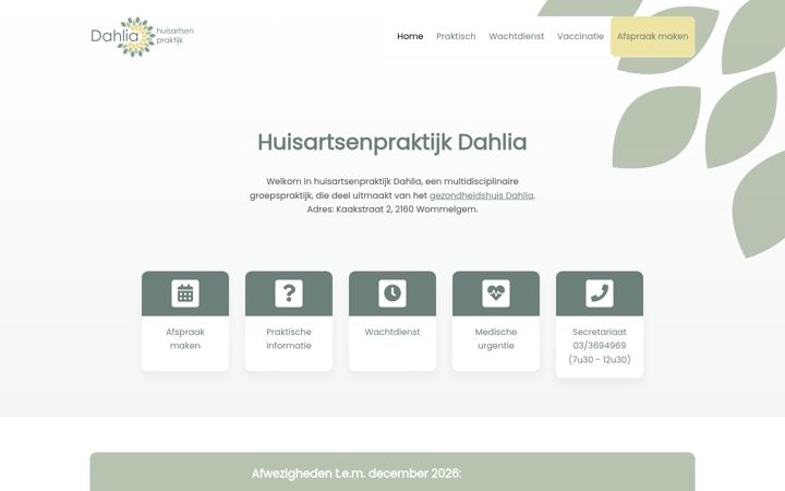 Screenshot of huisartsenpraktijkdahlia.be