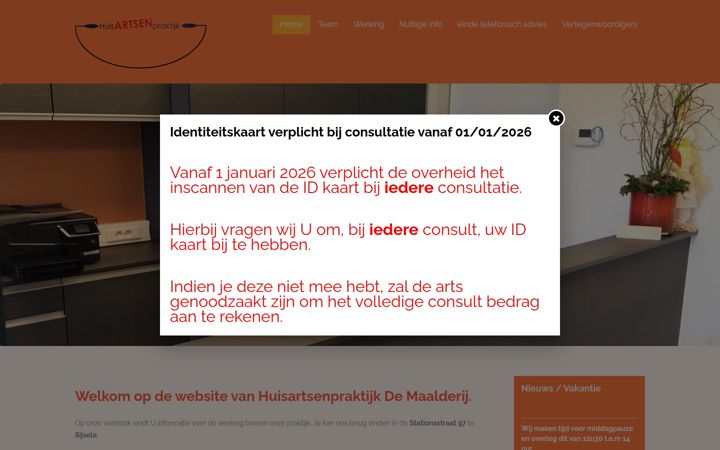 Screenshot of huisartsenpraktijkdemaalderij.be