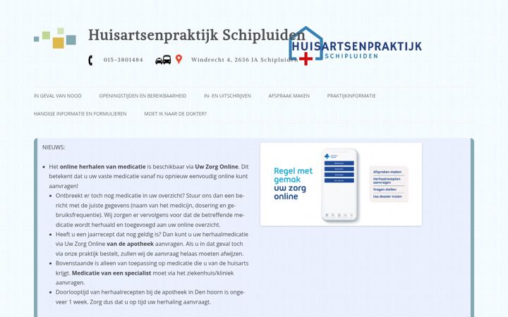 Screenshot of huisartsenpraktijkschipluiden.nl