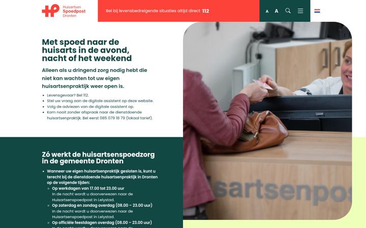 Screenshot of huisartsenspoedpostdronten.nl