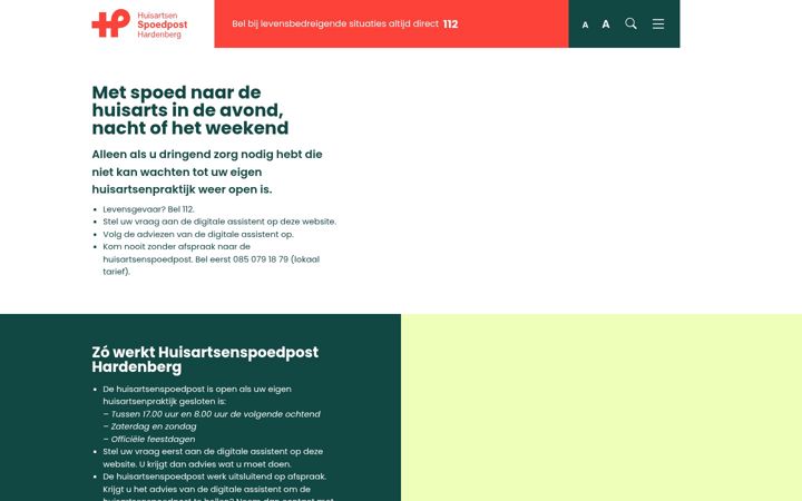 Screenshot of huisartsenspoedposthardenberg.nl