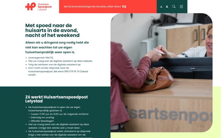 Screenshot of huisartsenspoedpostlelystad.nl