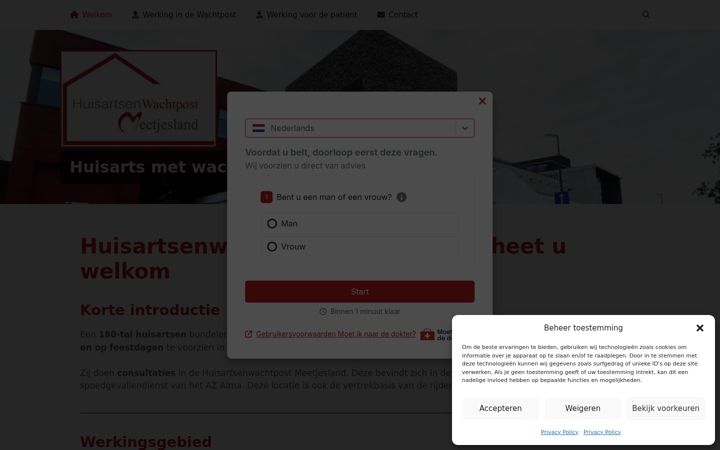 Screenshot of huisartsenwachtpostmeetjesland.be