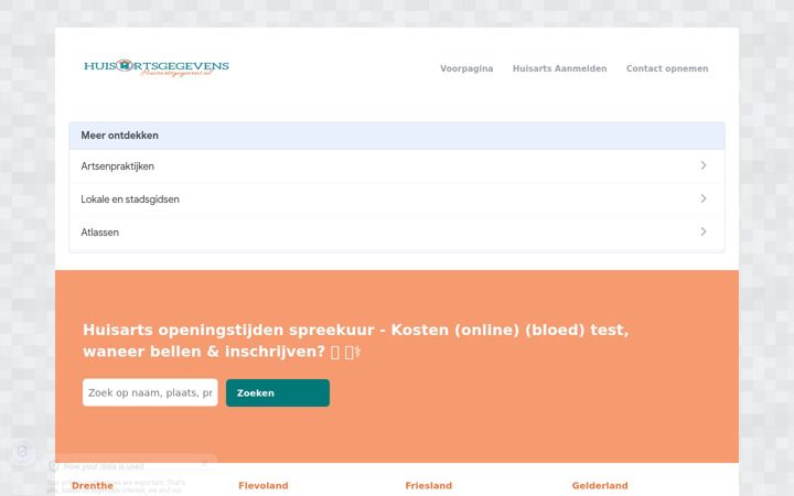 Screenshot of huisartsgegevens.nl