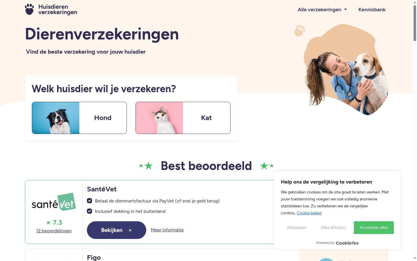 Screenshot van de toestemmingsbanner zoals getoond vóór enige interactie