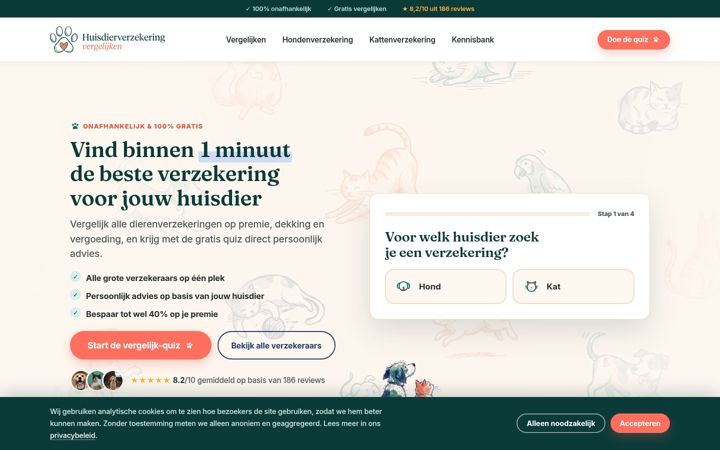 Screenshot of huisdierverzekering-vergelijken.nl