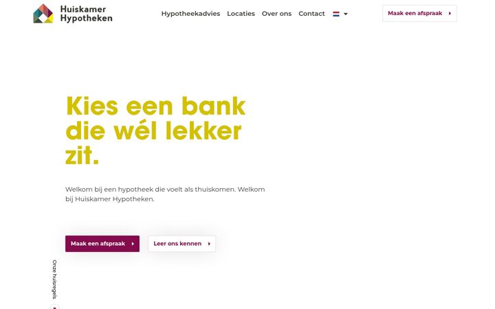 Skærmbillede af huiskamerhypotheken.nl