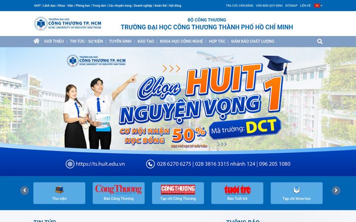 Screenshot of huit.edu.vn