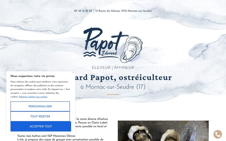 Screenshot of huitres-papot.fr