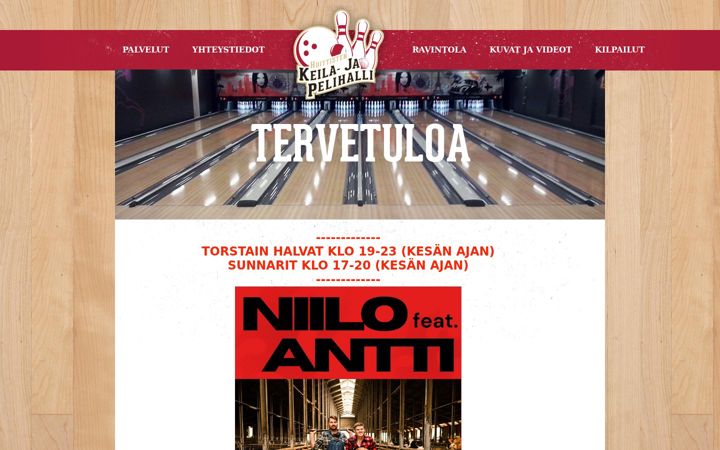 Screenshot of huittistenkeilahalli.fi