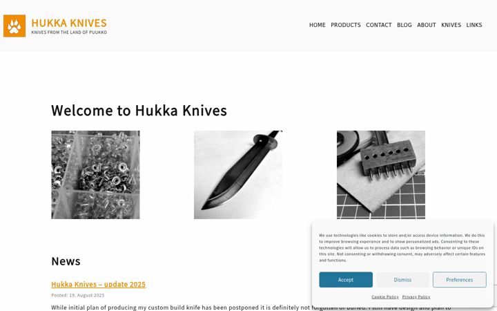Screenshot of hukkaknives.com