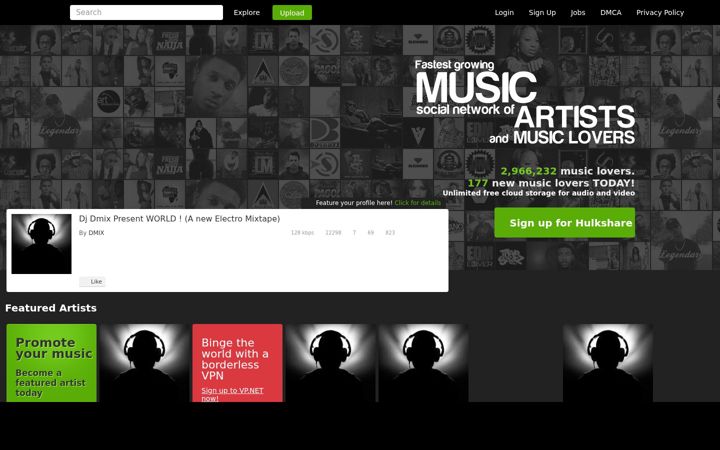 Screenshot of hulkshare.com