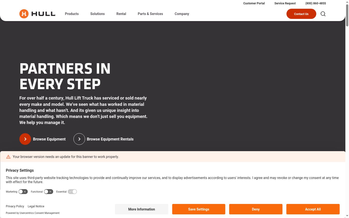 Screenshot del banner di consenso mostrato prima di qualsiasi interazione