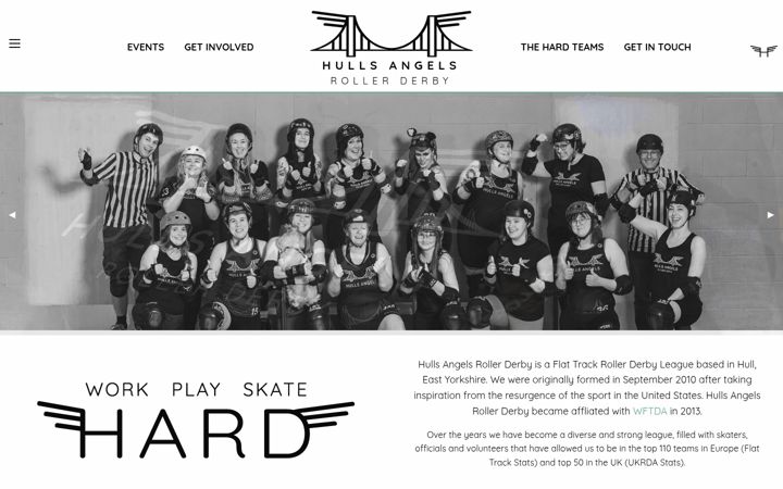 Screenshot of hullsangelsrollerderby.co.uk