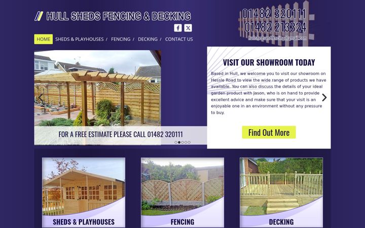 Screenshot of hullshedsandfencing.co.uk
