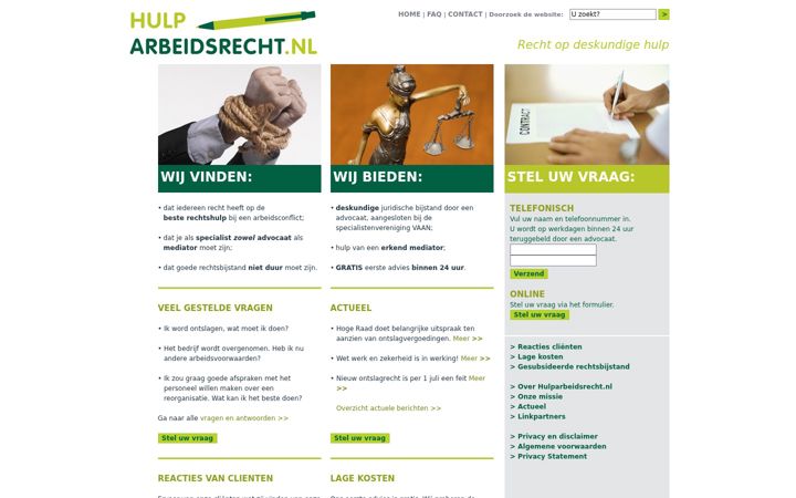 Screenshot of hulparbeidsrecht.nl