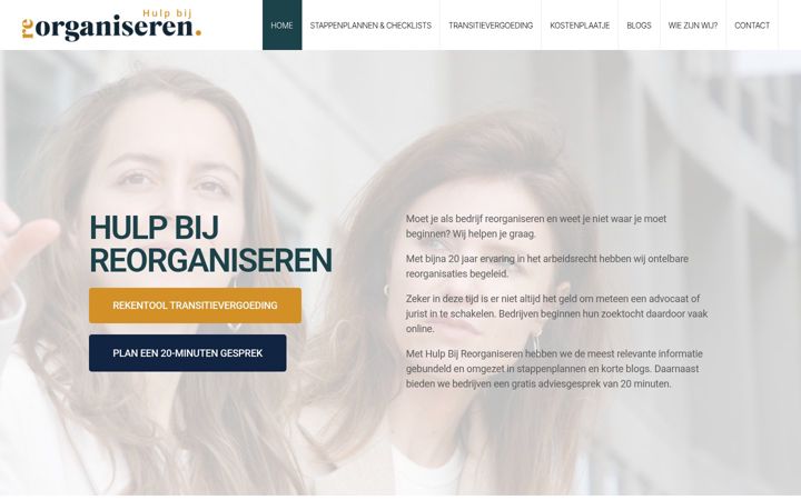 Screenshot of hulpbijreorganiseren.nl