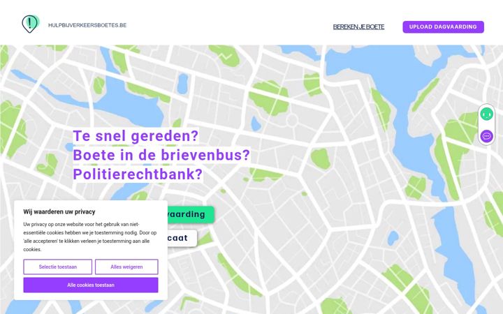 Screenshot of hulpbijverkeersboetes.be