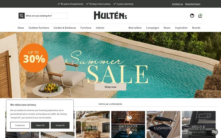 Screenshot of hultens.com