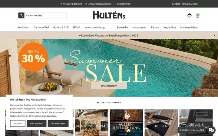 Screenshot of hultens.de
