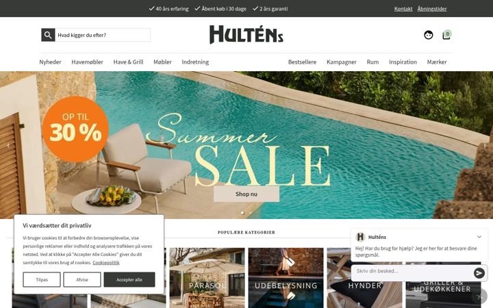 Screenshot of hultens.dk