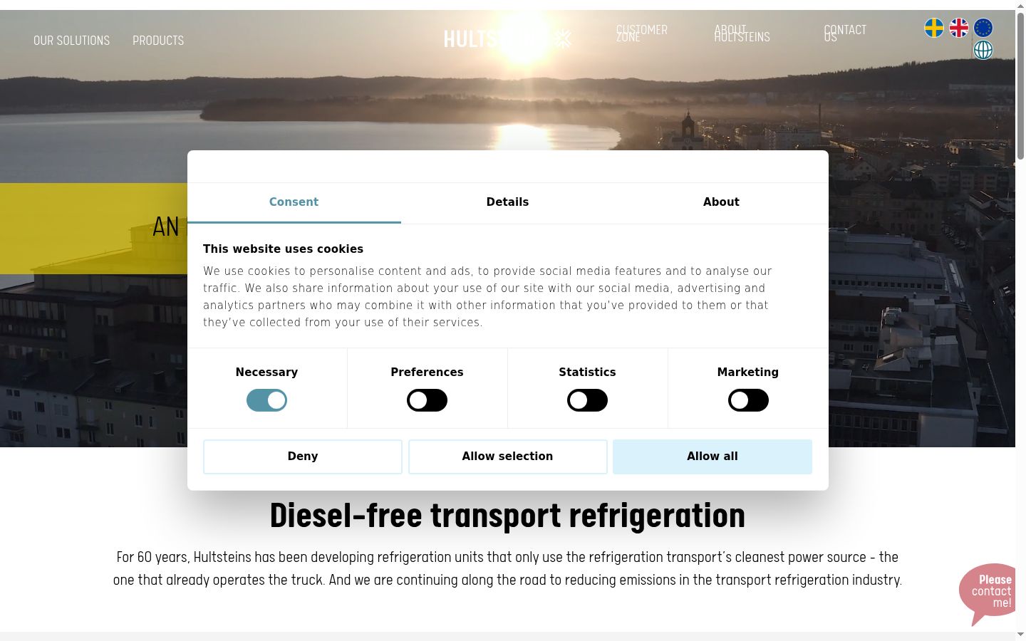 Screenshot of the consent banner shown before any interaction