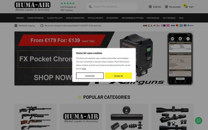 Screenshot of huma-air.com