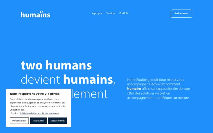Screenshot of humains.ca