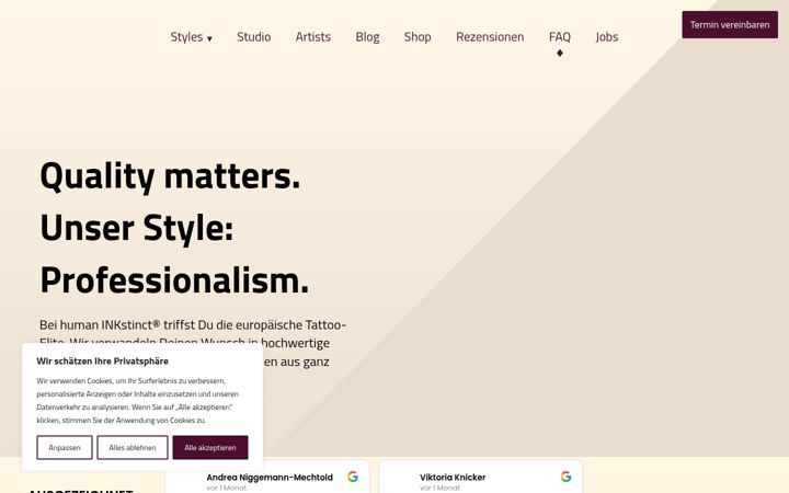 Screenshot of human-inkstinct.com