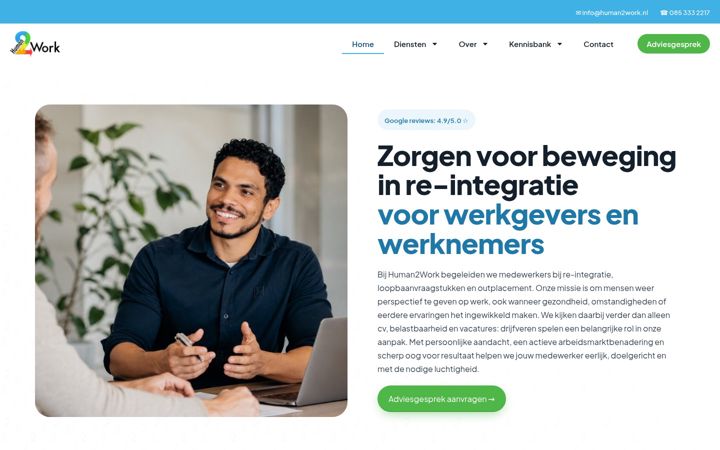 Screenshot of human2work.nl