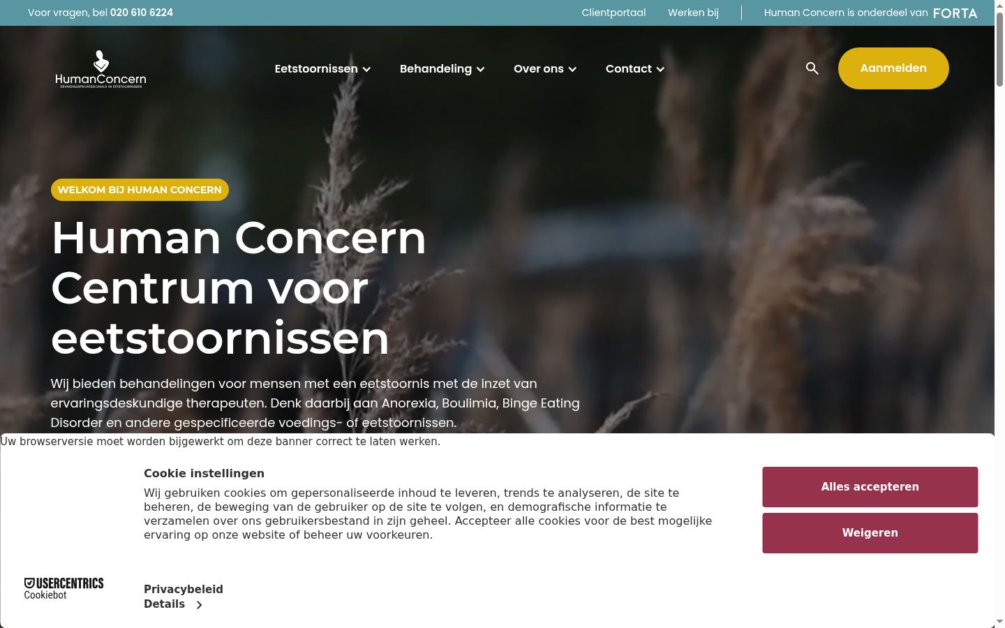 Screenshot of the consent banner shown before any interaction