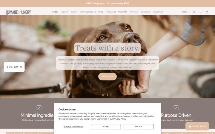 Screenshot of humaneandhungry.com