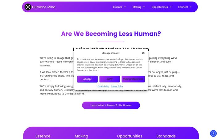 Screenshot of humanemind.com