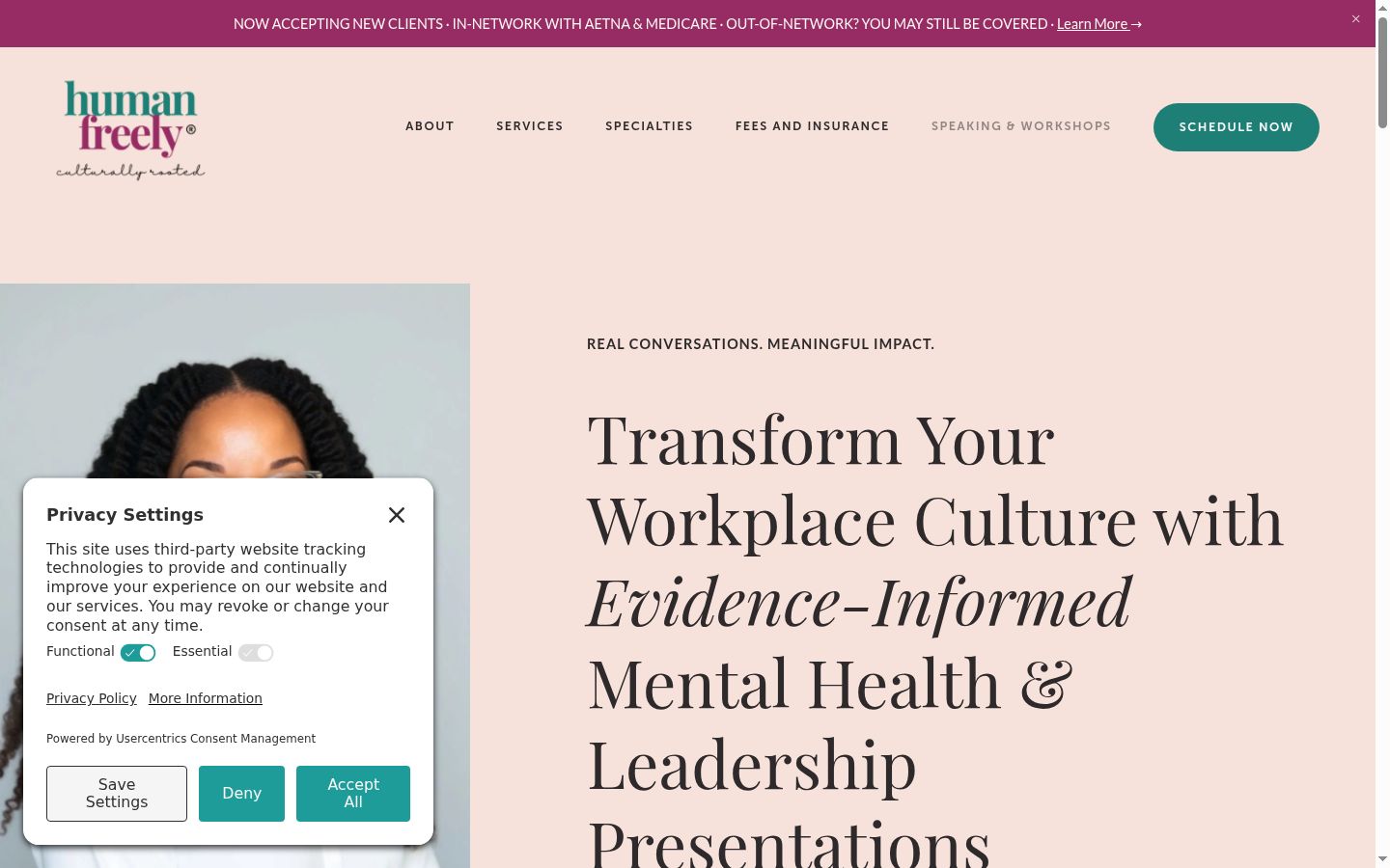 Screenshot of the consent banner shown before any interaction