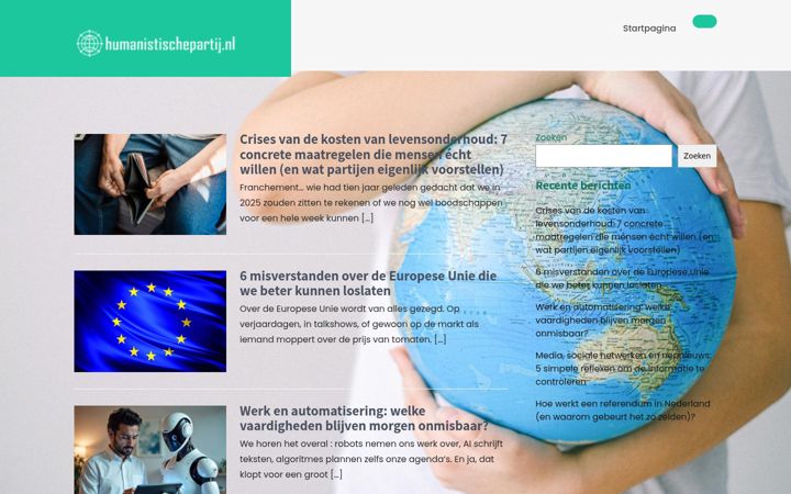 Screenshot of humanistischepartij.nl