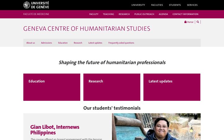 Screenshot of humanitarianstudies.ch