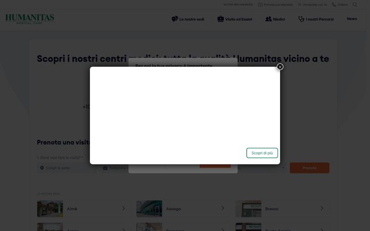 Screenshot of humanitas-care.it