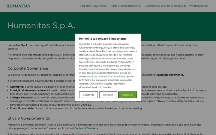 Screenshot of humanitas-spa.it
