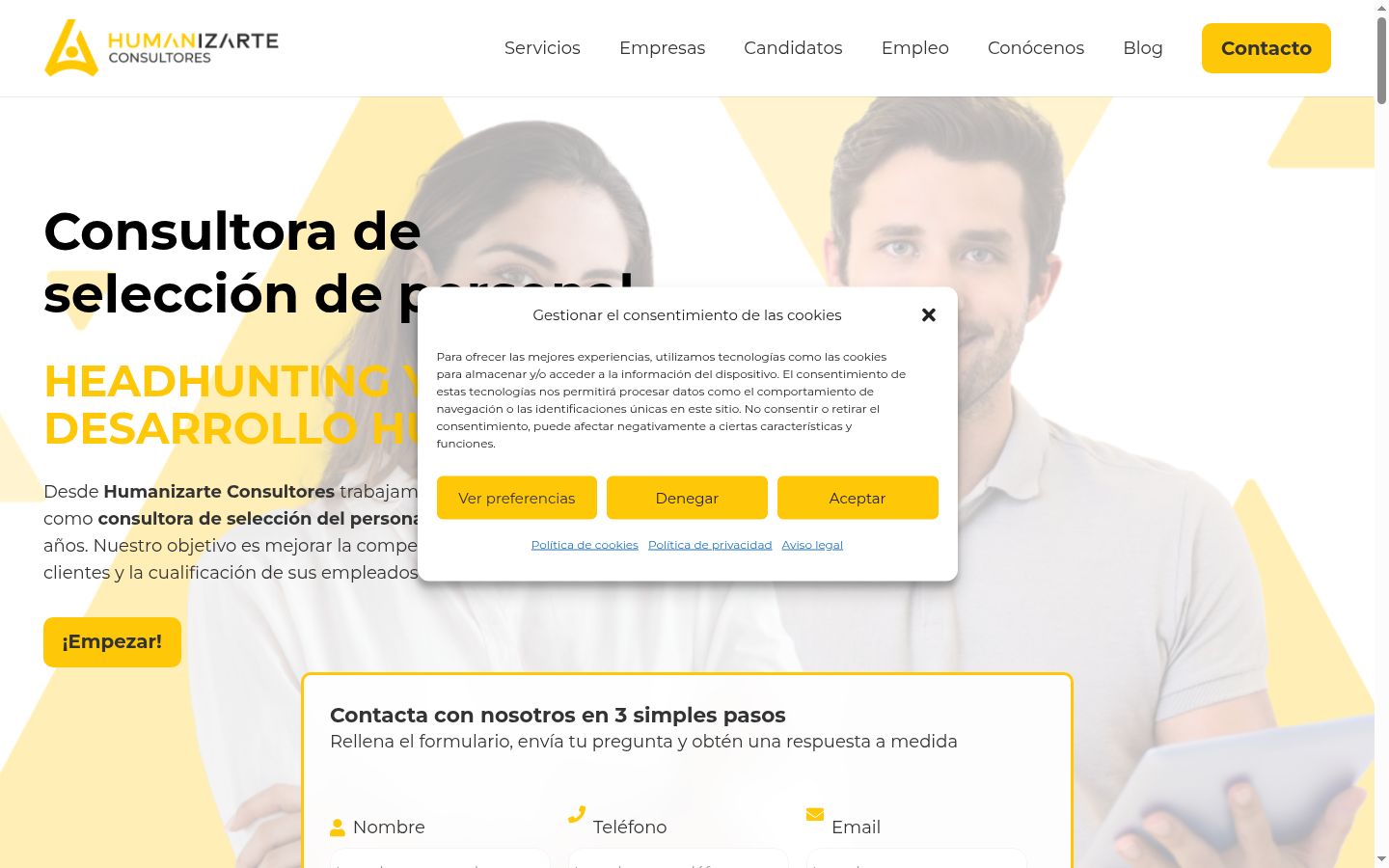 Screenshot of the consent banner shown before any interaction