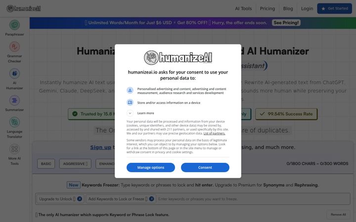 Screenshot of humanizeai.io