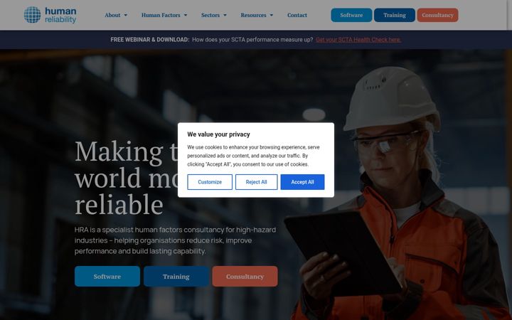 Screenshot of humanreliability.com