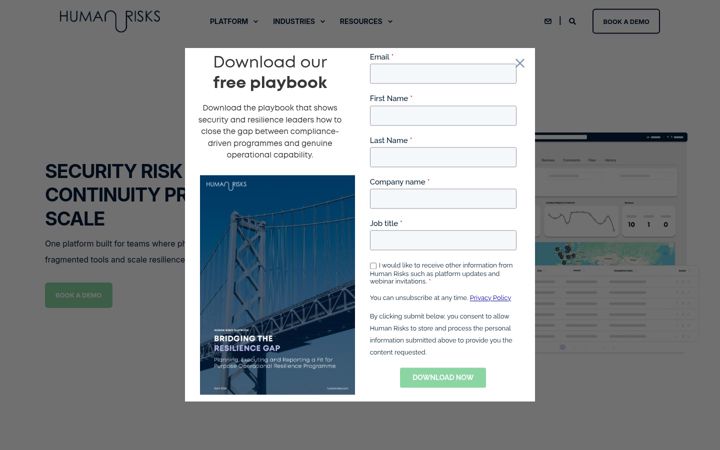 Screenshot of humanrisks.com