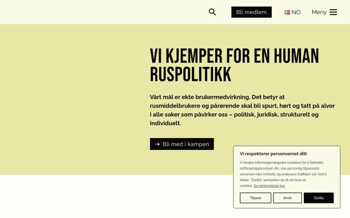 Screenshot of humanruspolitikk.no
