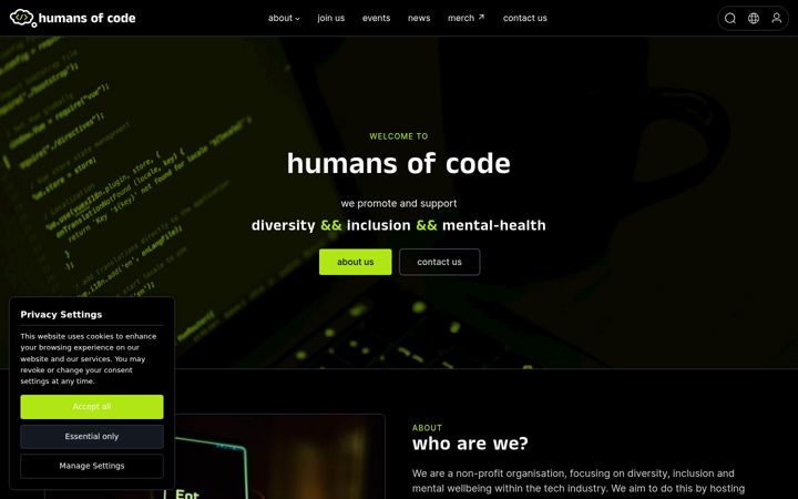 Screenshot of humansofcode.org