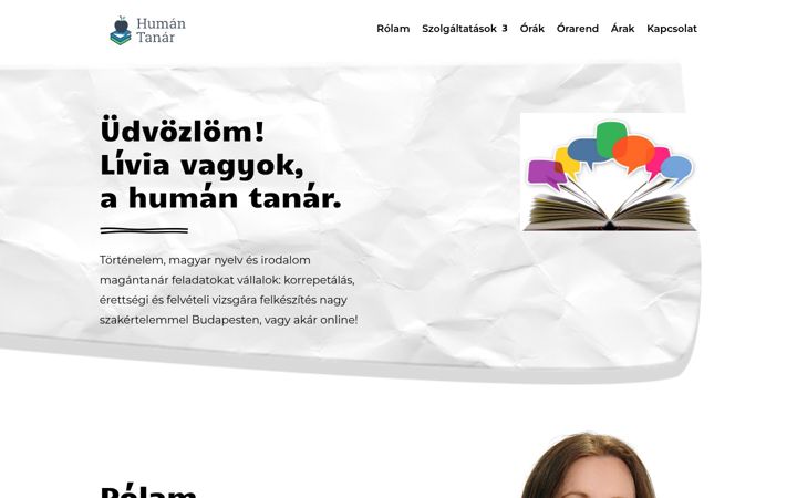 Screenshot of humantanar.hu