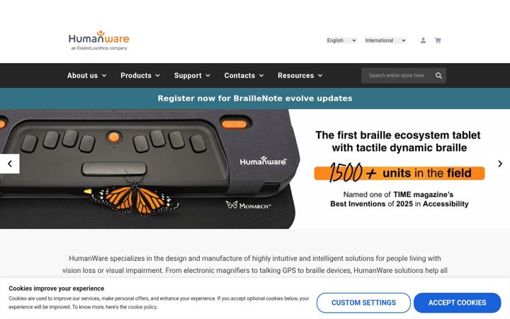 Screenshot of humanware.com