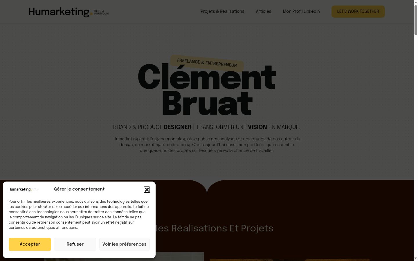 Screenshot del banner di consenso mostrato prima di qualsiasi interazione