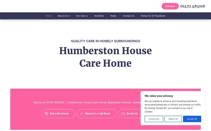 Screenshot of humberstonhousecarehome.co.uk