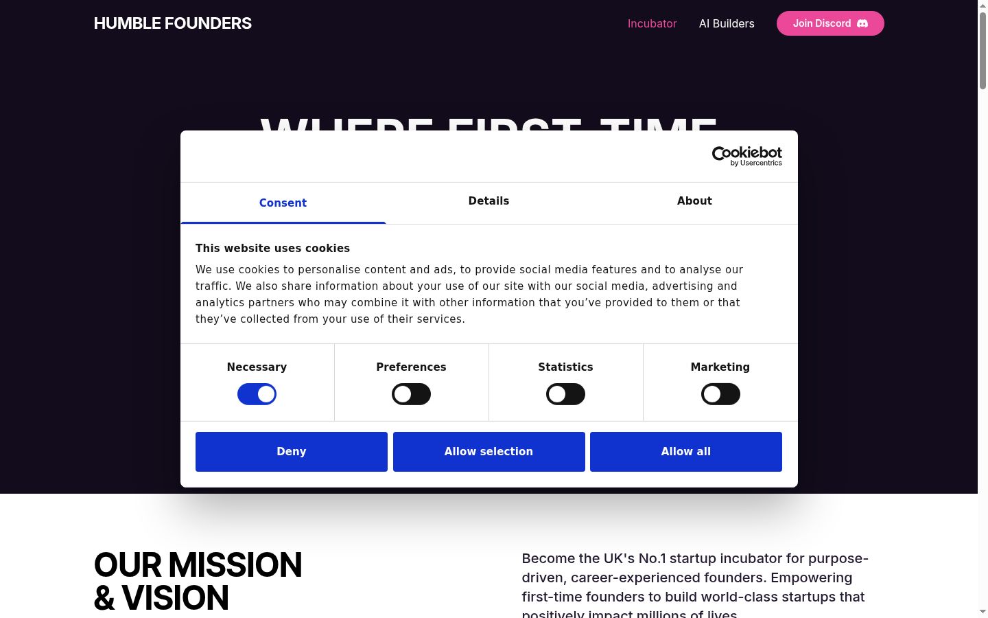 Screenshot tal-banner tal-kunsens muri qabel kwalunkwe interazzjoni